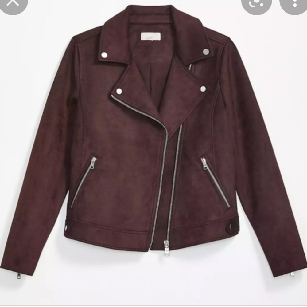 Loft Plum Faux Suede Moto Jacket